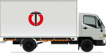 commercial truck with om transport logo